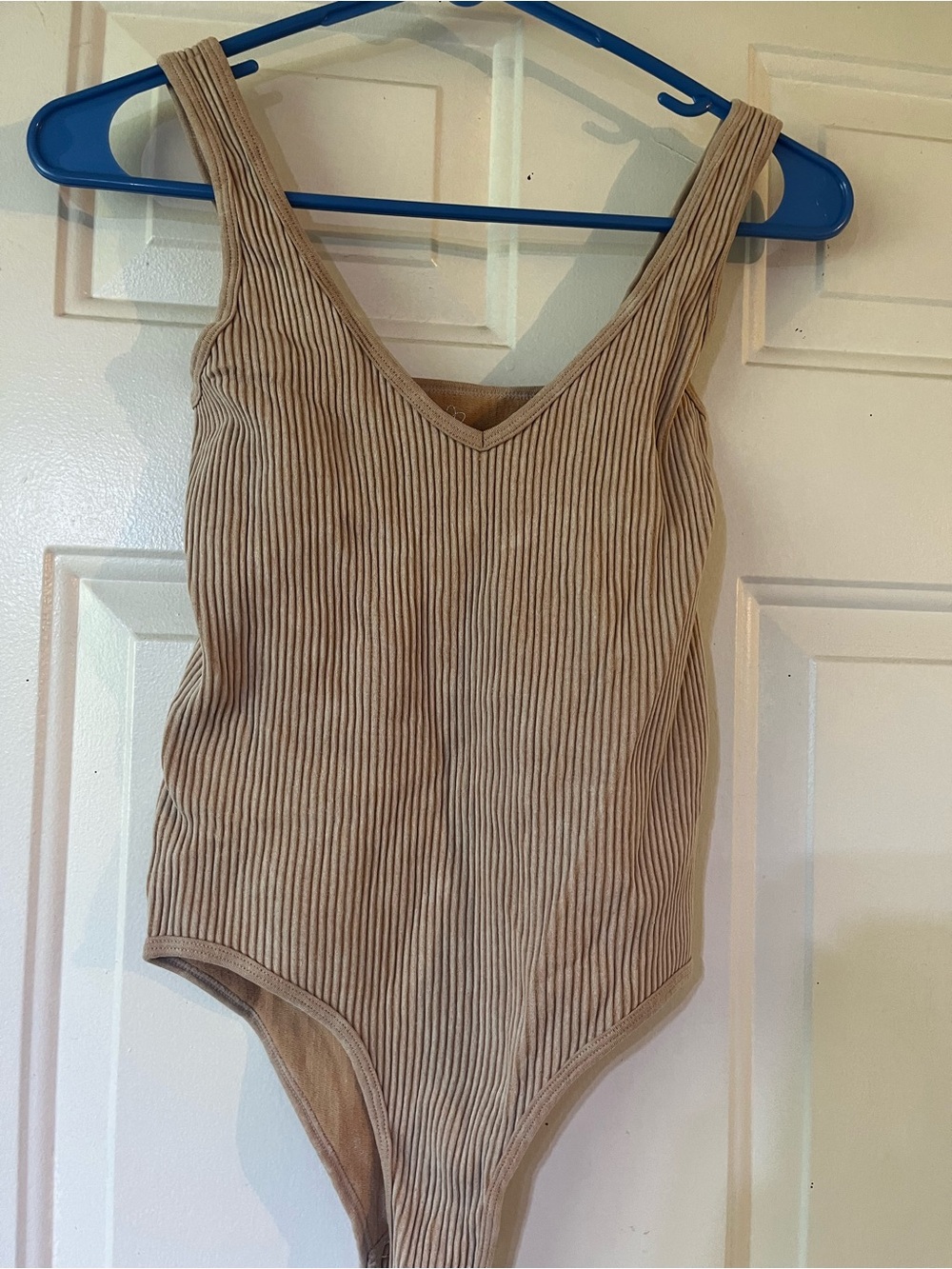 Women Ribbed One-Piece Bodysuit - Cream